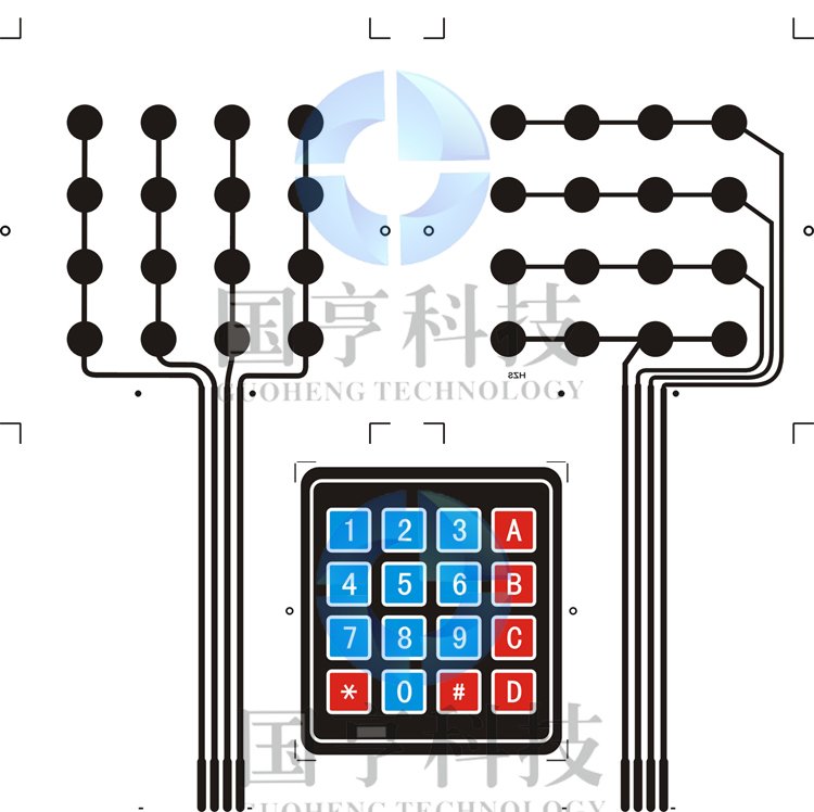 4x4 Matrix Membrane Keypad scheme.