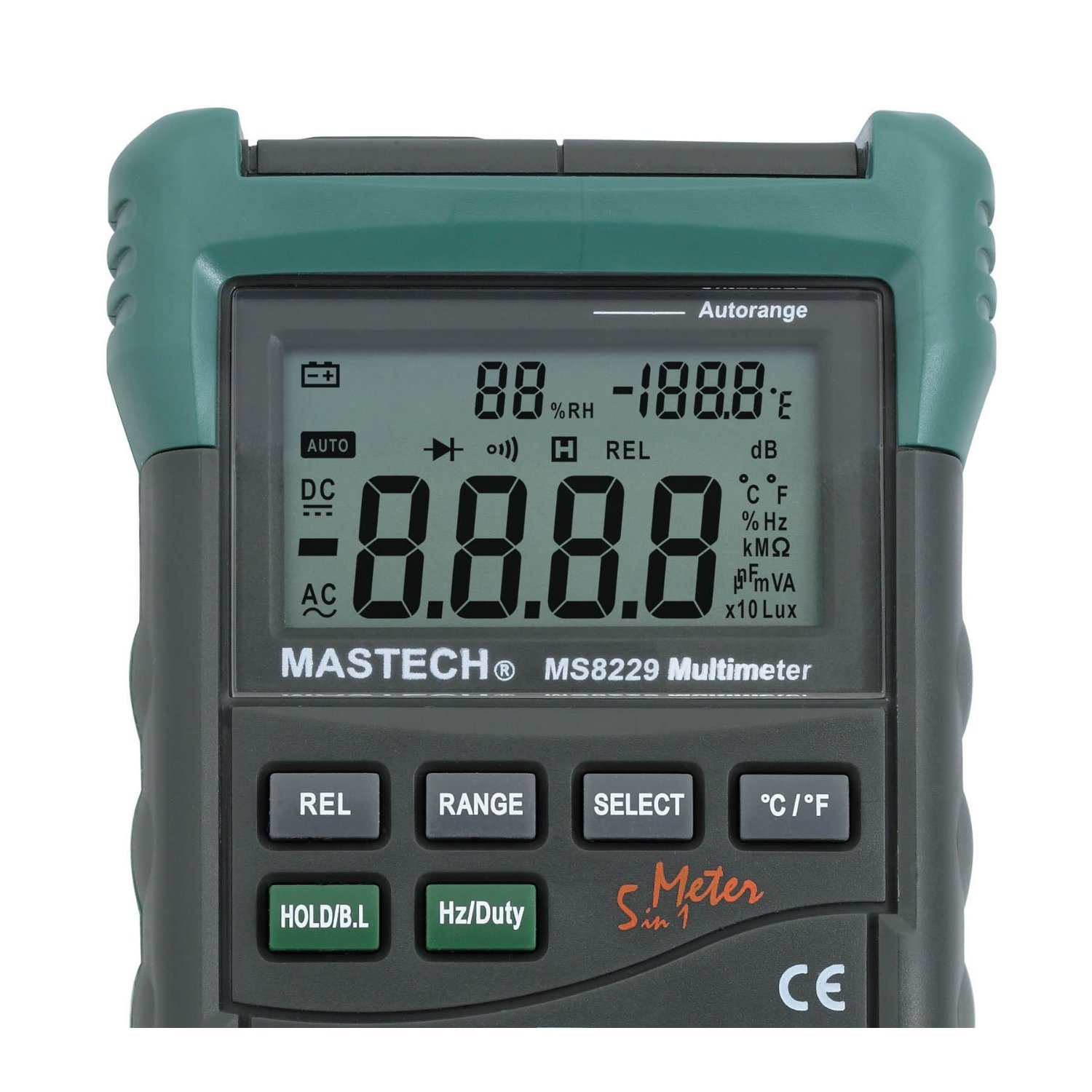 Mastech MS8229 Auto-Range 5-in-1 Multi-functional Digital Multimeter - The display.