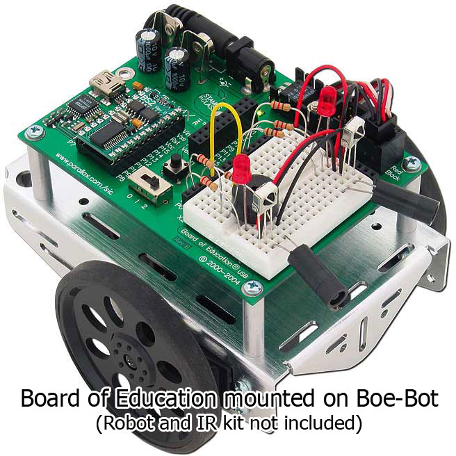 Boe-Bot Robot with Infra Red kit (Robot and IR kit not included).