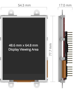 3.2 inches microLCD PICASO Display dimensions.