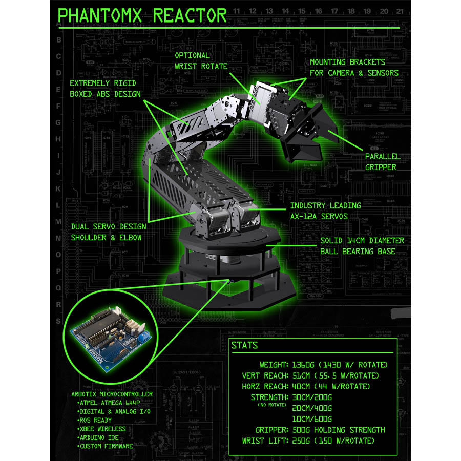 PhantomX AX-12 Reactor Robot Arm - Datasheet.
